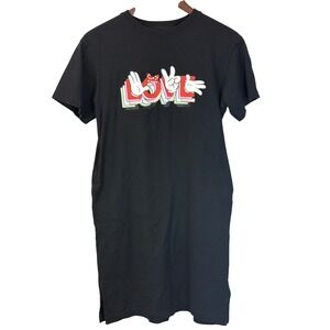 Uniqlo x Disney Ambush LOVE Minnie Mouse Shirt Dress Black Oversized‎ Kids 11–12